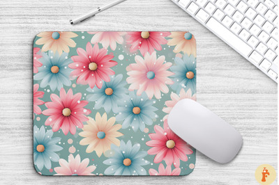 Pastel Flowers And Polka Dot Mouse Pad