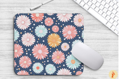 Pastel Flowers And Polka Dot Mouse Pad