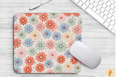 Pastel Flowers And Polka Dot Mouse Pad