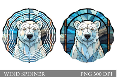 Polar Bear Wind Spinner. Stained Glass Bear Wind Spinner