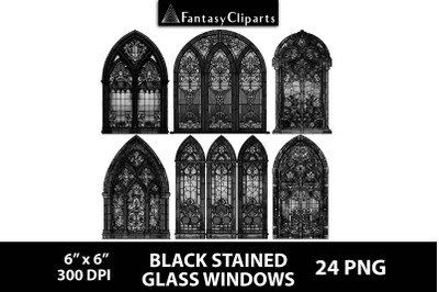 Black Stained Glass Windows Clipart | Halloween Clip Art