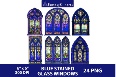 Blue Stained Glass Windows Clipart | Halloween Clip Art