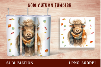 Highland Cow autumn Tumbler Wrap, Sublimation Tumbler Wrap