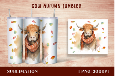 Watercolor highland cow tumbler wrap - 20oz Straight