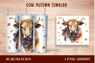 Watercolor highland cow tumbler wrap - 20oz Straight