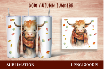 Watercolor highland cow tumbler wrap - 20oz Straight