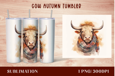 Watercolor highland cow tumbler wrap - 20oz Straight