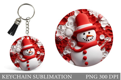 Snowman Round Keychain. Winter Keychain Sublimation