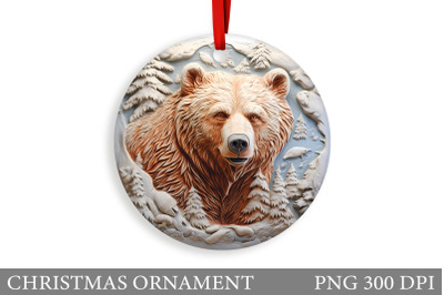 Bear Christmas Ornament Design. Winter Bear Round Ornament