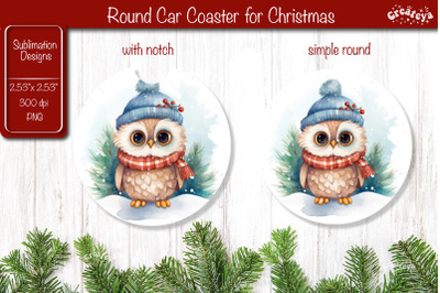 Car Coaster Christmas Sublimation Round coaster Sublimation design Chr