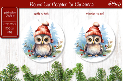 Car Coaster Christmas Sublimation Round coaster Sublimation design Chr