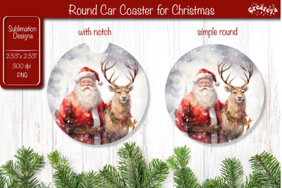 Car Coaster Christmas Sublimation Round coaster Sublimation design San