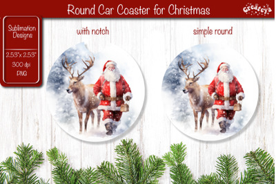 Car Coaster Christmas Sublimation Round coaster Sublimation design San