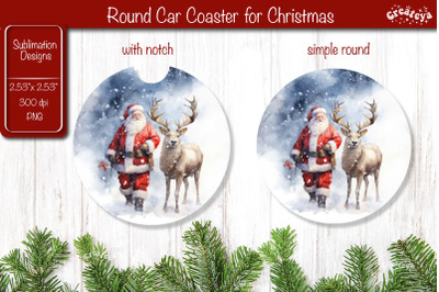 Car Coaster Christmas Sublimation Round coaster Sublimation design San