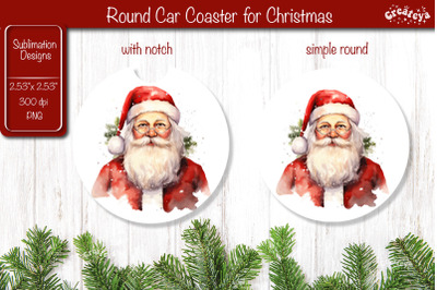 Car Coaster Christmas Sublimation Round coaster Sublimation design San