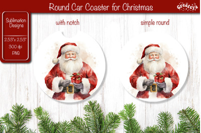 Car Coaster Christmas Sublimation Round coaster Sublimation design San