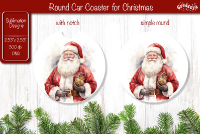 Car Coaster Christmas Sublimation Round coaster Sublimation design San