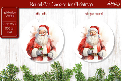 Car Coaster Christmas Sublimation Round coaster Sublimation design San