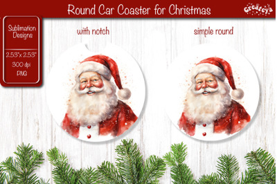 Car Coaster Christmas Sublimation Round coaster Sublimation design San