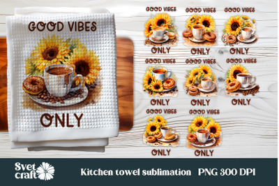 Kitchen towel sublimation bundle I Sunflower dish towel