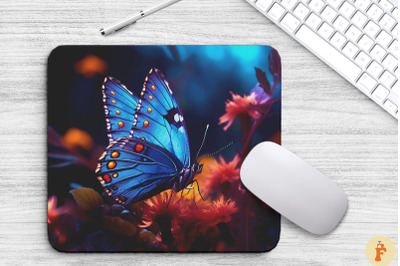 Blue Butterfly Sitting On Flowers