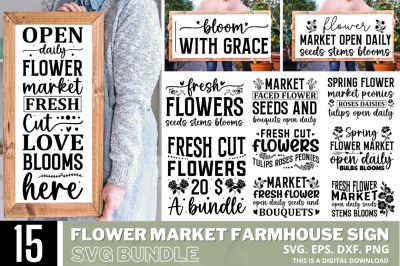 Flower Market Sign Svg Bundle