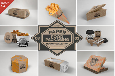 VOL 3: Paper Food Box Packaging Mockup Collection