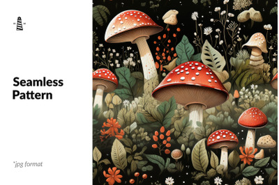 Watercolor mushrooms pattern