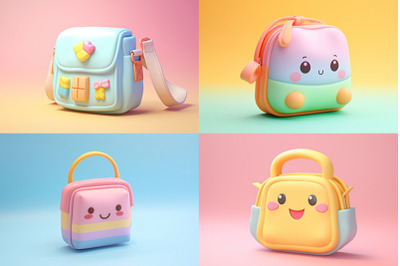 tiny cute isometric bag emoji soft pastel colors 3d icon