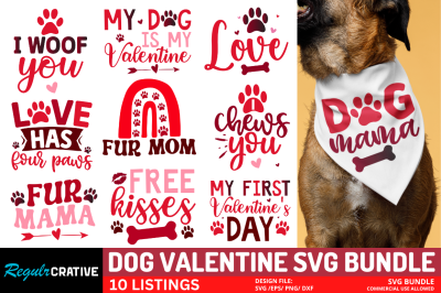 Dog Bandana Valentine&#039;s Day SVG Bundle