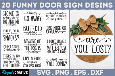 Funny Door Sign SVG Bundle