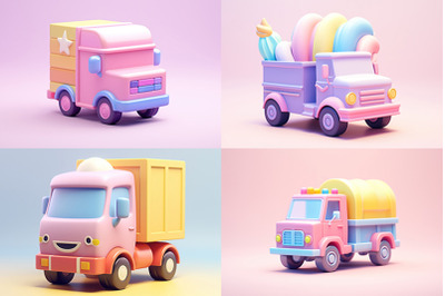 tiny cute isometric truck emoji
