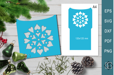 Envelope with a snowflake Template/Cut File