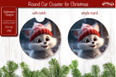 Christmas Car Coaster Sublimation Round coaster Sublimation design Chr