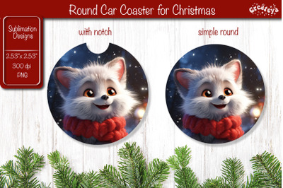 Christmas Car Coaster Sublimation Round coaster Sublimation design Chr