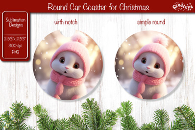 Christmas Car Coaster Sublimation Round coaster Sublimation design Chr