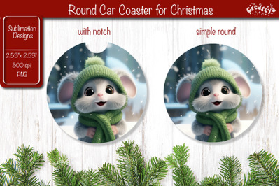 Christmas Car Coaster Sublimation Round coaster Sublimation design Chr