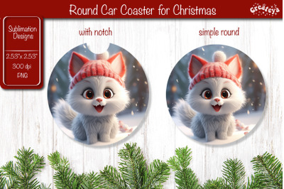 Christmas Car Coaster Sublimation Round coaster Sublimation design