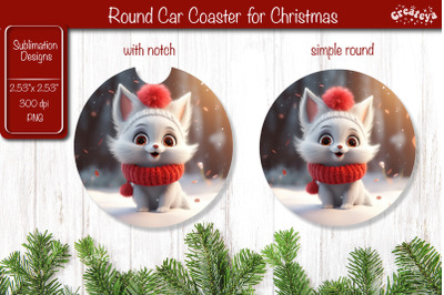 Christmas Car Coaster Sublimation Round coaster Sublimation design