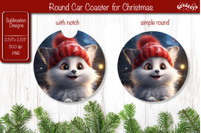 Christmas Car Coaster Sublimation Round coaster Sublimation design