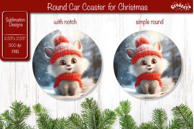 Christmas Car Coaster Sublimation Round coaster Sublimation design