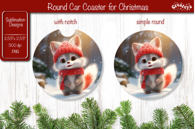 Christmas Car Coaster Sublimation Round coaster Sublimation design