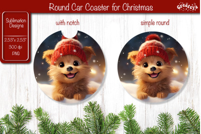 Christmas Car Coaster Sublimation Round coaster Sublimation design