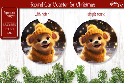 Christmas Car Coaster Sublimation Round coaster Sublimation design