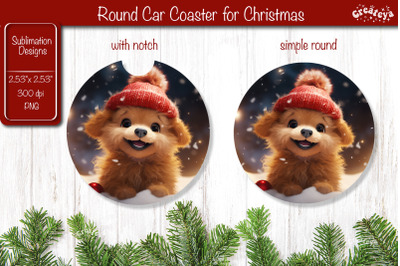 Christmas Car Coaster Sublimation Round coaster Sublimation design