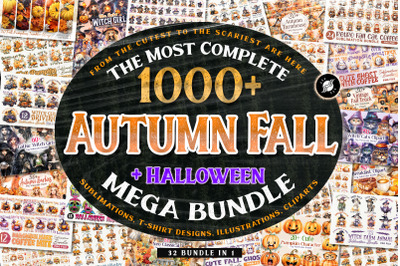 Autumn Fall Halloween Mega Bundle Sublimation T-shirt Designs