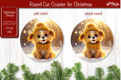 Christmas Car Coaster Sublimation Round coaster Sublimation design