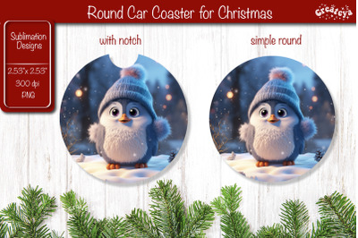 Christmas Car Coaster Sublimation Round coaster Sublimation design