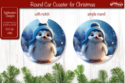 Christmas Car Coaster Sublimation Round coaster Sublimation design