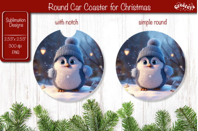 Christmas Car Coaster Sublimation Round coaster Sublimation design